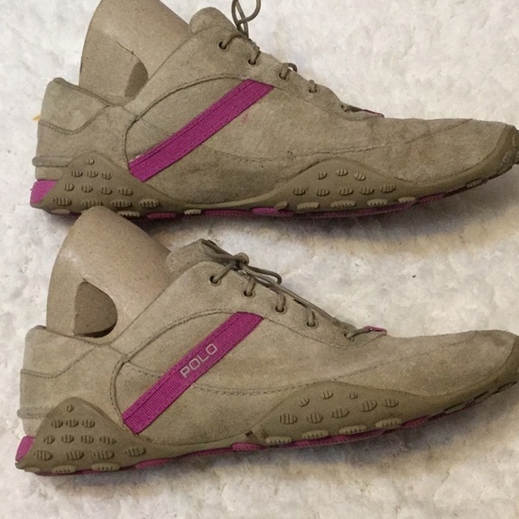 solid beige lace up leather sneakers size 7.5 - Picture 2 of 4